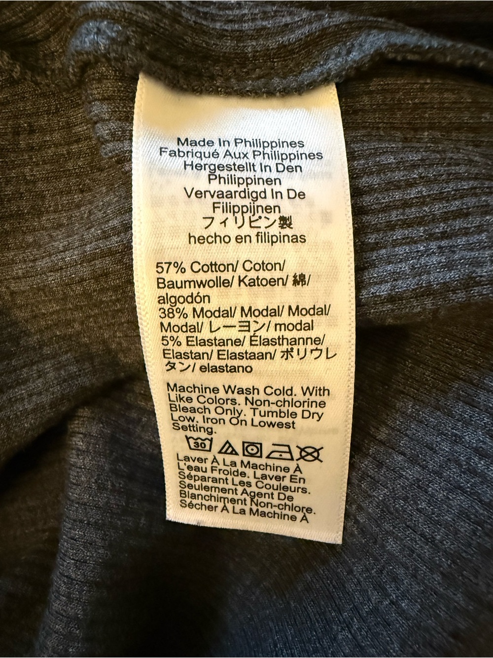 J. Crew Charcoal Rib Ruffle Mock Neck Slim fit Shirt Size Large - Picture 8 of 9